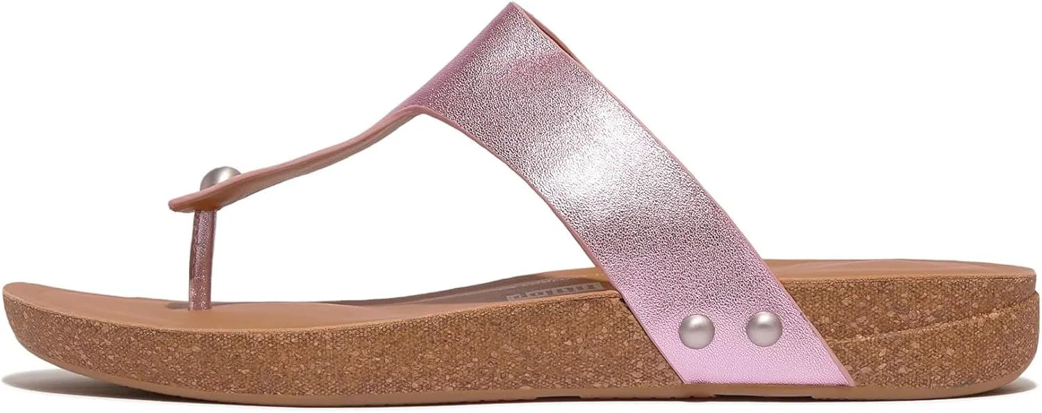 FitFlop Women's Iqushion Metallic-Leather Toe-Post Sandals Wedge