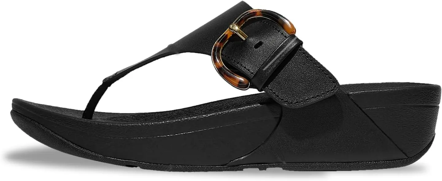 FitFlop Women's Lulu Resin-Buckle Leather Toe-Post Sandals Wedge