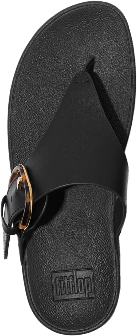 FitFlop Women's Lulu Resin-Buckle Leather Toe-Post Sandals Wedge