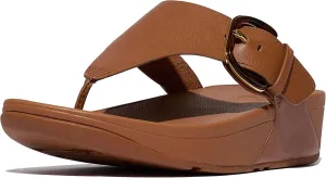 FitFlop Women's Lulu Resin-Buckle Leather Toe-Post Sandals Wedge