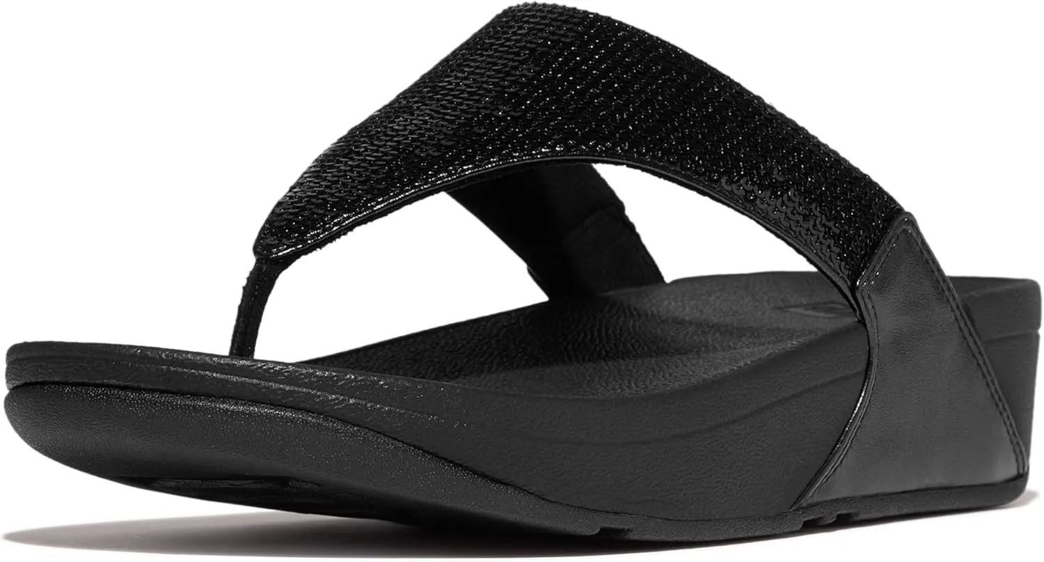 FitFlop Women's Lulu Sequin Toe-Post Sandals Wedge