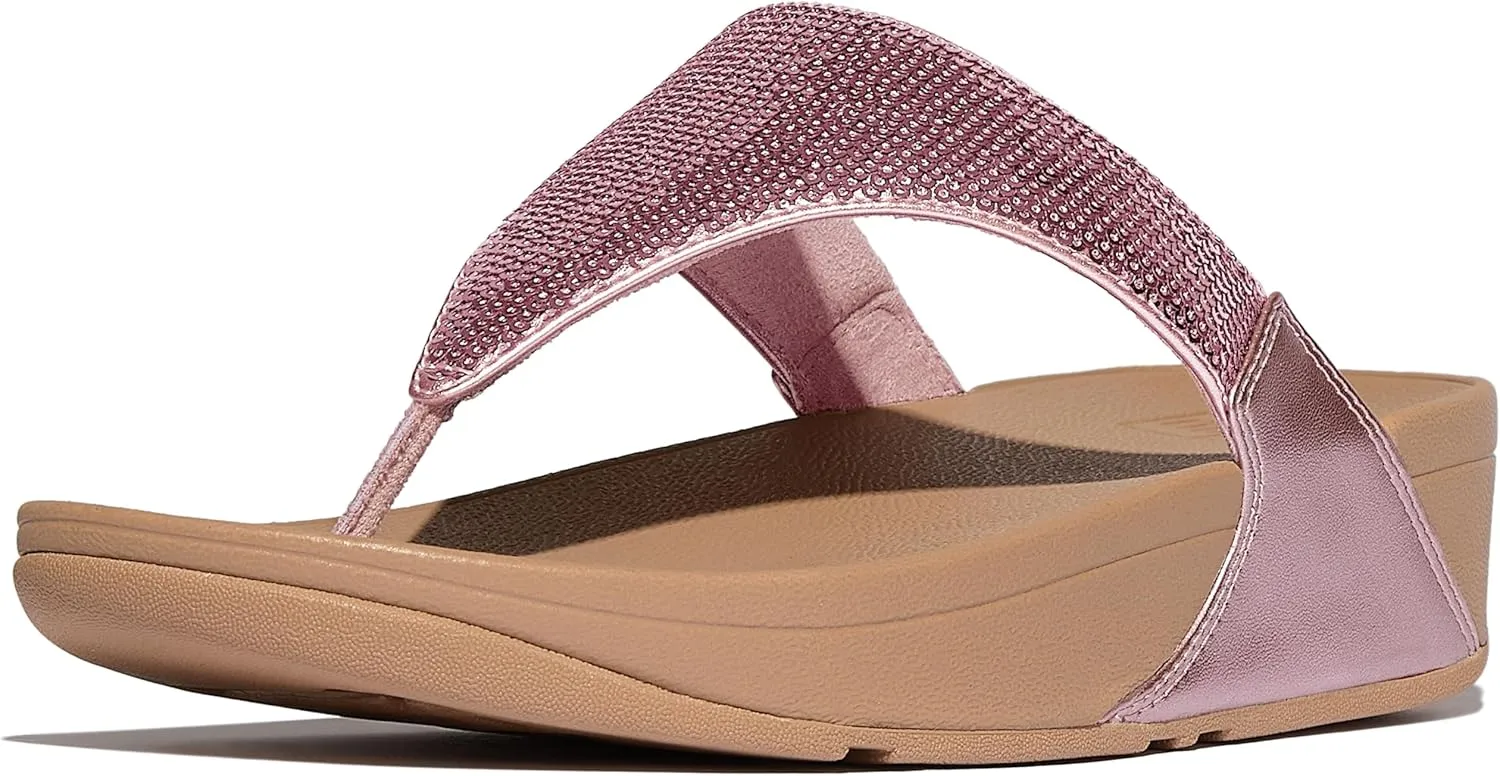 FitFlop Women's Lulu Sequin Toe-Post Sandals Wedge