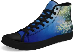 Flower Art High Top Canvas Sneakers Lace Up Classic Casual Walking Shoes Fashion Ladies Girls Flat Running Trainers