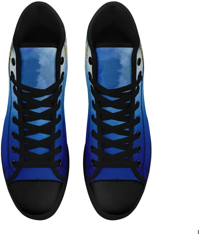 Flower Art High Top Canvas Sneakers Lace Up Classic Casual Walking Shoes Fashion Ladies Girls Flat Running Trainers
