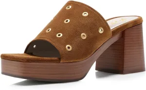 FOWT Women Classic Open Square Toe Platform Mules Stacked Chunky High Heel Slip on Slippers Backless Summer Casual Outfit Slide Sandals Size 4-16 US