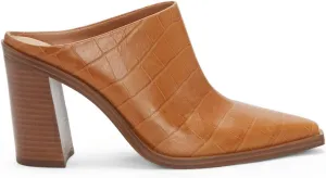 FOWT Women Crocodile Embossed Mules Chunky Stacked Heel Slippers Pointed Toe Backless Slides Sandals Slip On Work Daily Casual Dress Shoes Size 4-16 US
