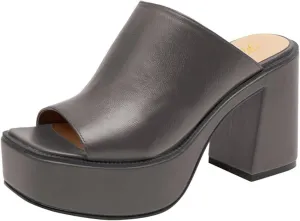 FOWT Women Open Toe Block High Heel Platform Mules Slip On Fashion Party Evening Dressy Slipper Shoes Size 4-16 US