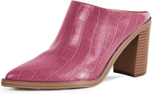 FOWT Women Pointed Toe Slip On Mules Stacked Block High Heel Sandal Comfortable Daily Party Nightclub Proms Shoes Size 4-16 US