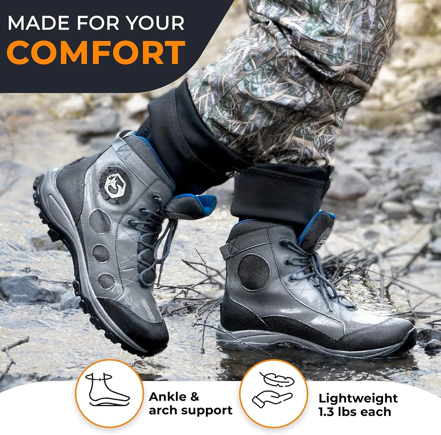 Foxelli Wading Boots – Lightweight Fly Fishing Boots for Men, Rubber Sole Wading Shoes