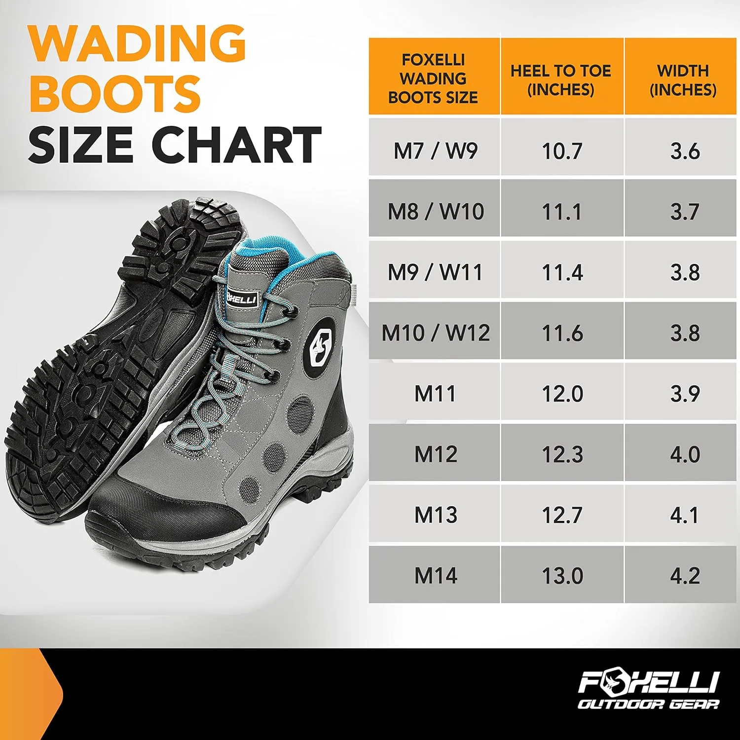 Foxelli Wading Boots – Lightweight Fly Fishing Boots for Men, Rubber Sole Wading Shoes