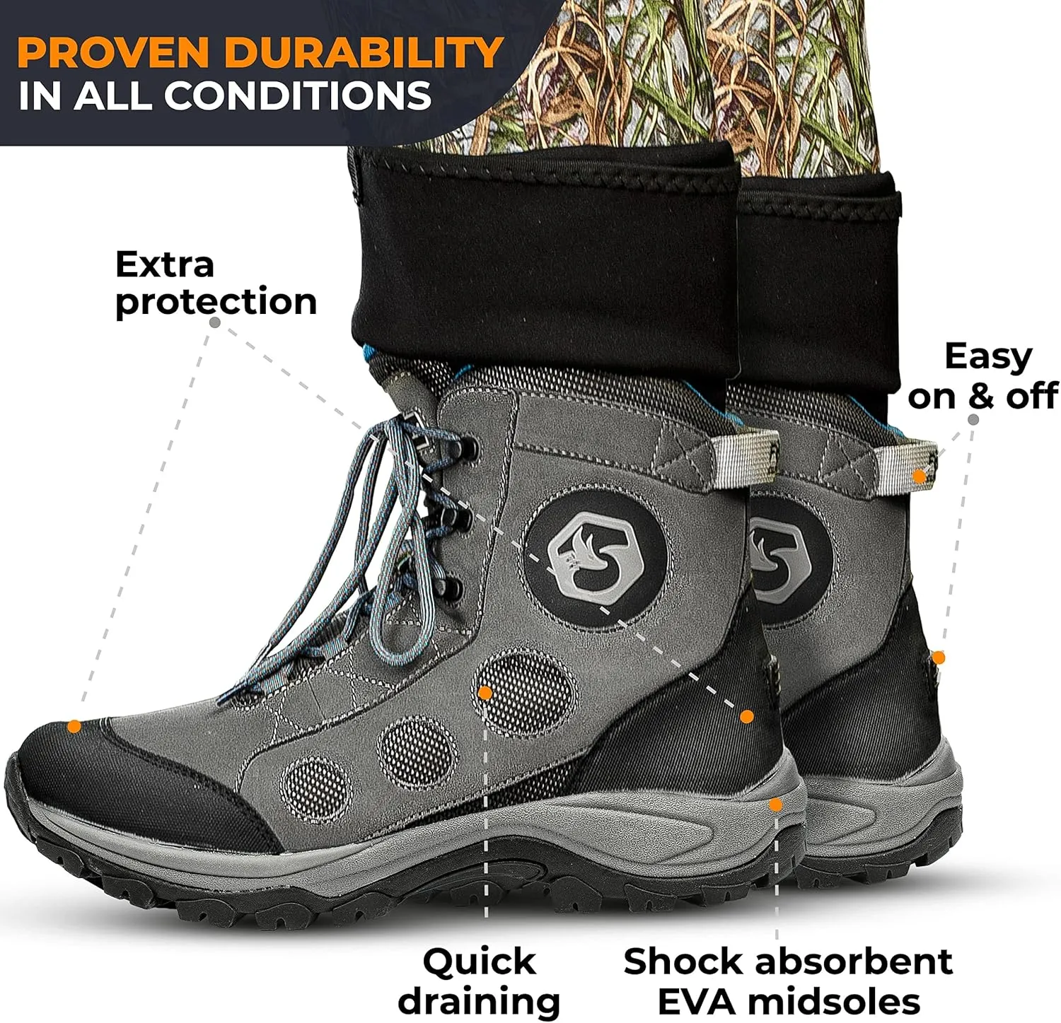 Foxelli Wading Boots – Lightweight Fly Fishing Boots for Men, Rubber Sole Wading Shoes