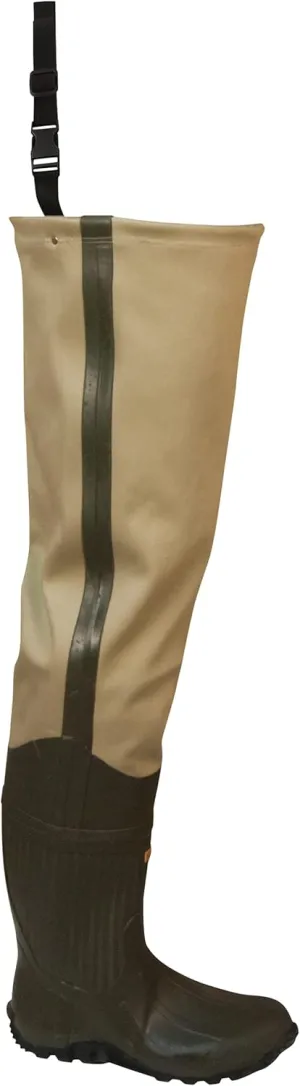 FROGG TOGGS Bull Frogg 3-ply PVC Canvas Waterproof Fishing Bootfoot Hip Wader for Fishing, Cleated or Felt