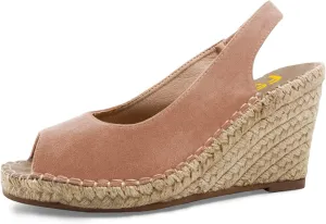 FSJ Women Chic Peep Toe Espadrilles Wedge High Heel Sandals Elastic Back Strap Slip On Casual Walking Daily Shoes Size 4-15 US