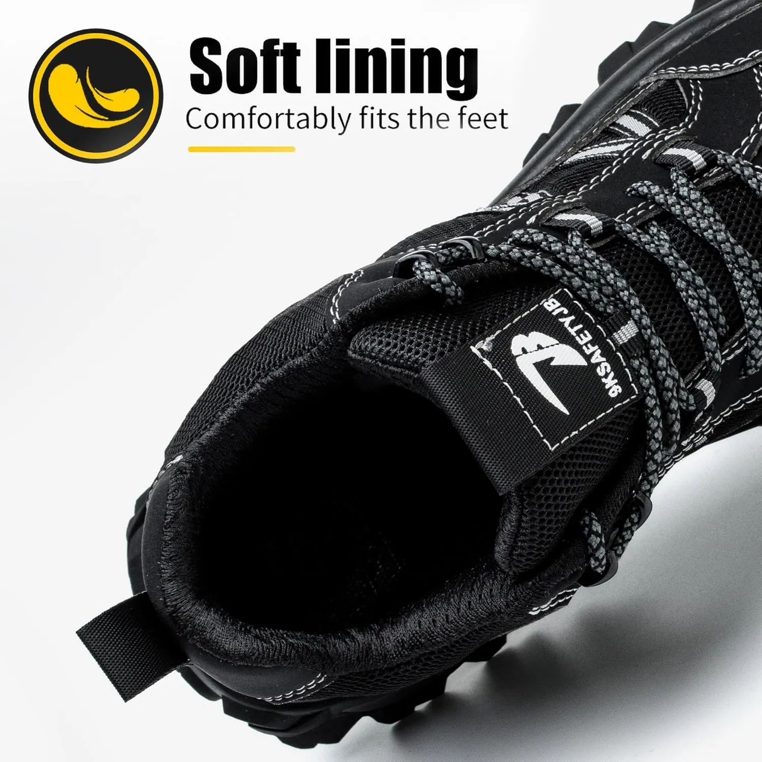 FUDYNMALC Steel Toe Work Boots for Men: Slip Resistant Mens Safety Shoes Indestructible Construction - Comfortable Breathable Working Footwear