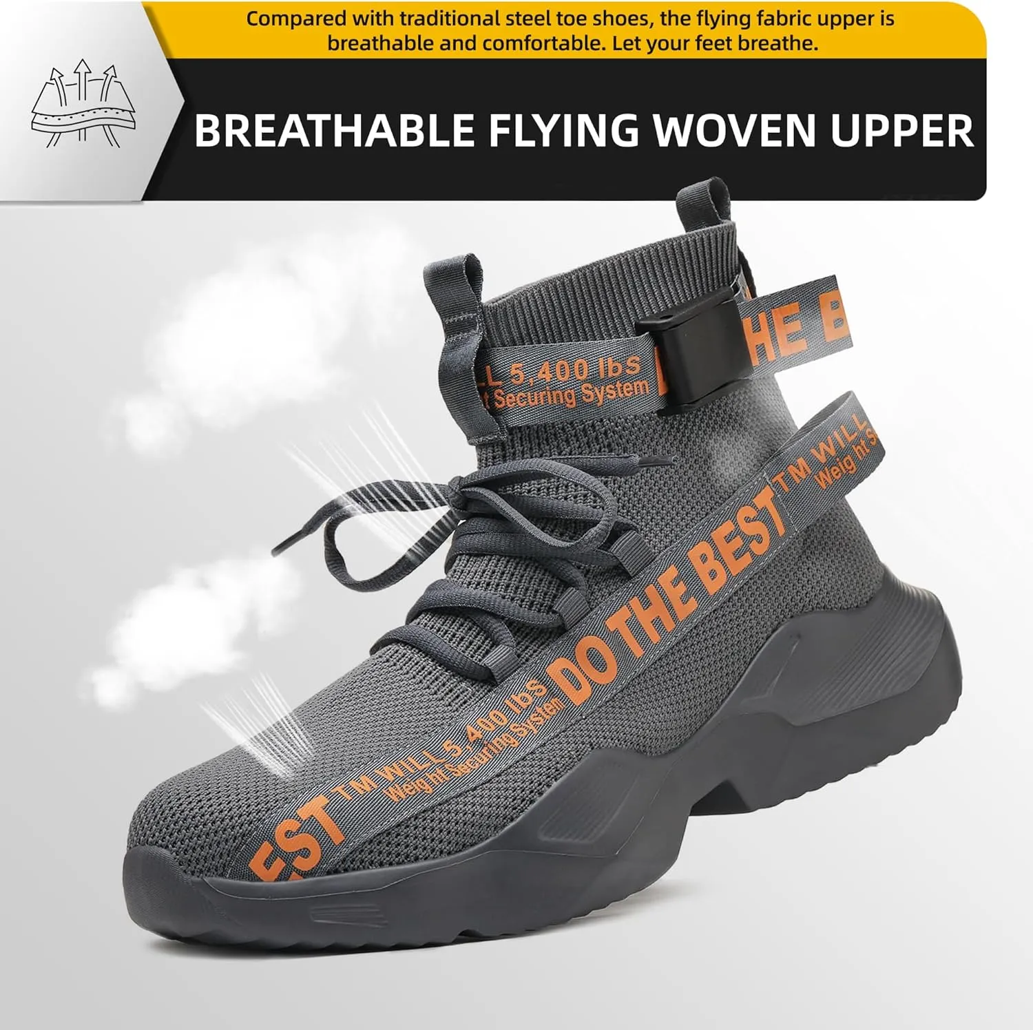 Furuian Steel Toe Shoes for Men Women Comfortable Lightweight Safety Snekaers Industrial Construction Work Shoes for Men