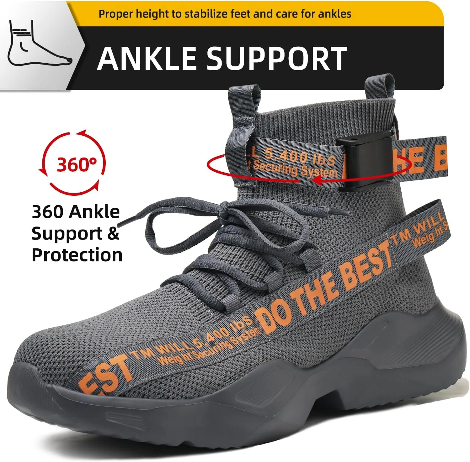 Furuian Steel Toe Shoes for Men Women Comfortable Lightweight Safety Snekaers Industrial Construction Work Shoes for Men