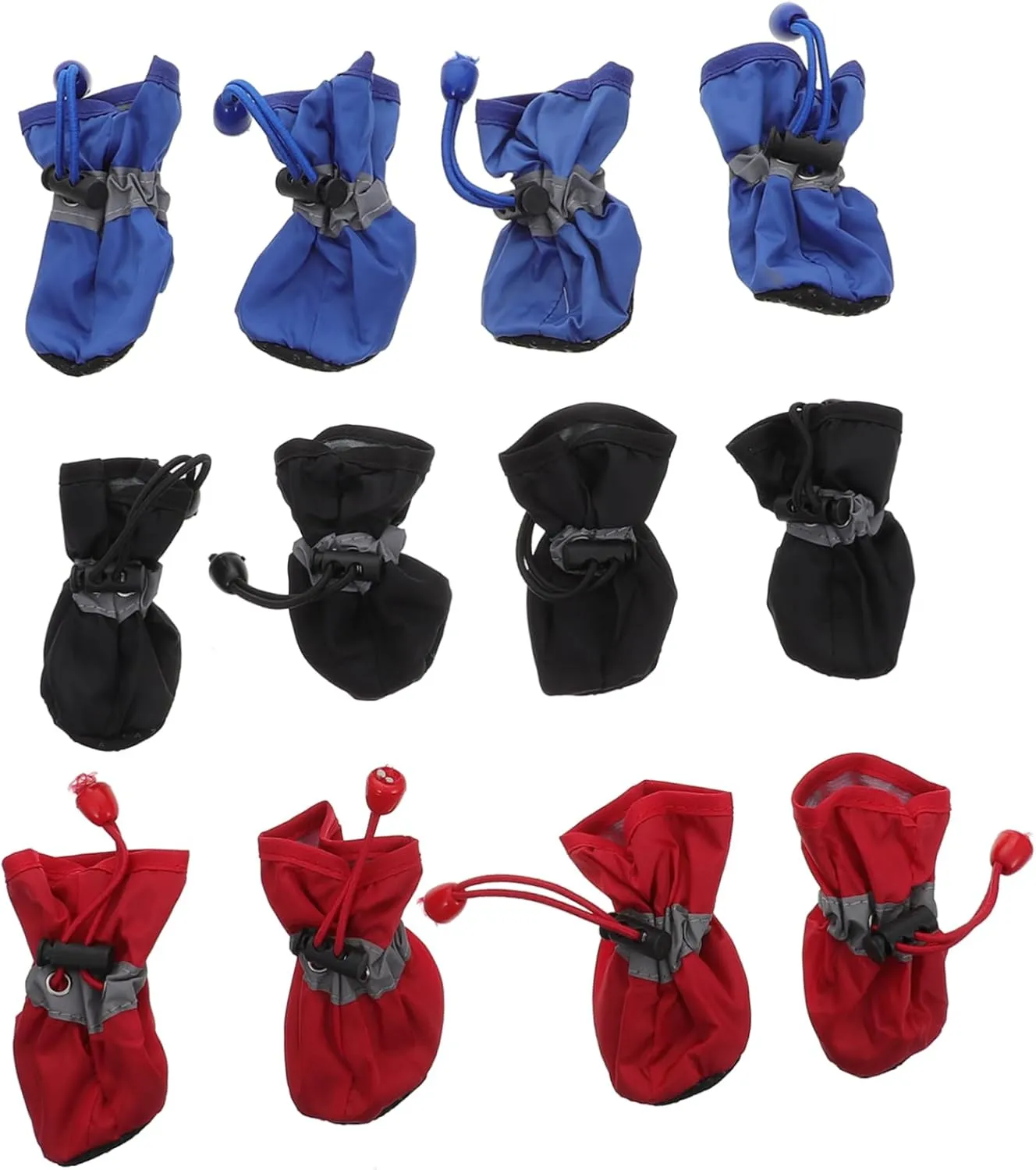 Garneck Pet Rain Boots Set 3 Pairs Waterproof Non-Slip Dog Shoes Nylon Fabric for Safe Outdoor Wear