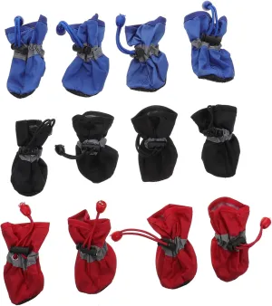 Garneck Pet Rain Boots Set 3 Pairs Waterproof Non-Slip Dog Shoes Nylon Fabric for Safe Outdoor Wear