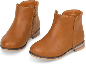 Girls Ankle Boots for Kids - Side Zipper Booties, Fashion Short Suede Low Heels
