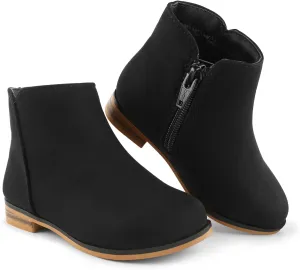 Girls Boots Kids Ankle Boots With Zipper Dress Boot Low Heels Booties for Toddler Little Kids
