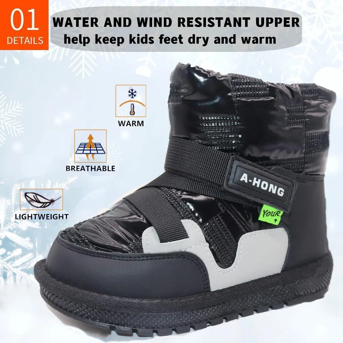 Girl's Boots Kids Glitter Snow Boots Durability Slip Resistant Outdoor Ankle Boots(Toddler/Little Kids)