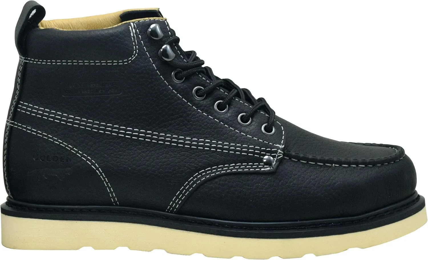 Golden Fox Steel Toe Work Boots Men's 6" Moc Toe Wedge Comfortable Boots for Construction