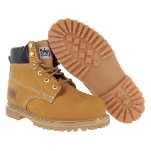 GS003-Tan-6.5W Steel Toe Work Boots - Tan - 6.5W, English, Capacity, Volume, Leather, 6.5W, Tan ()