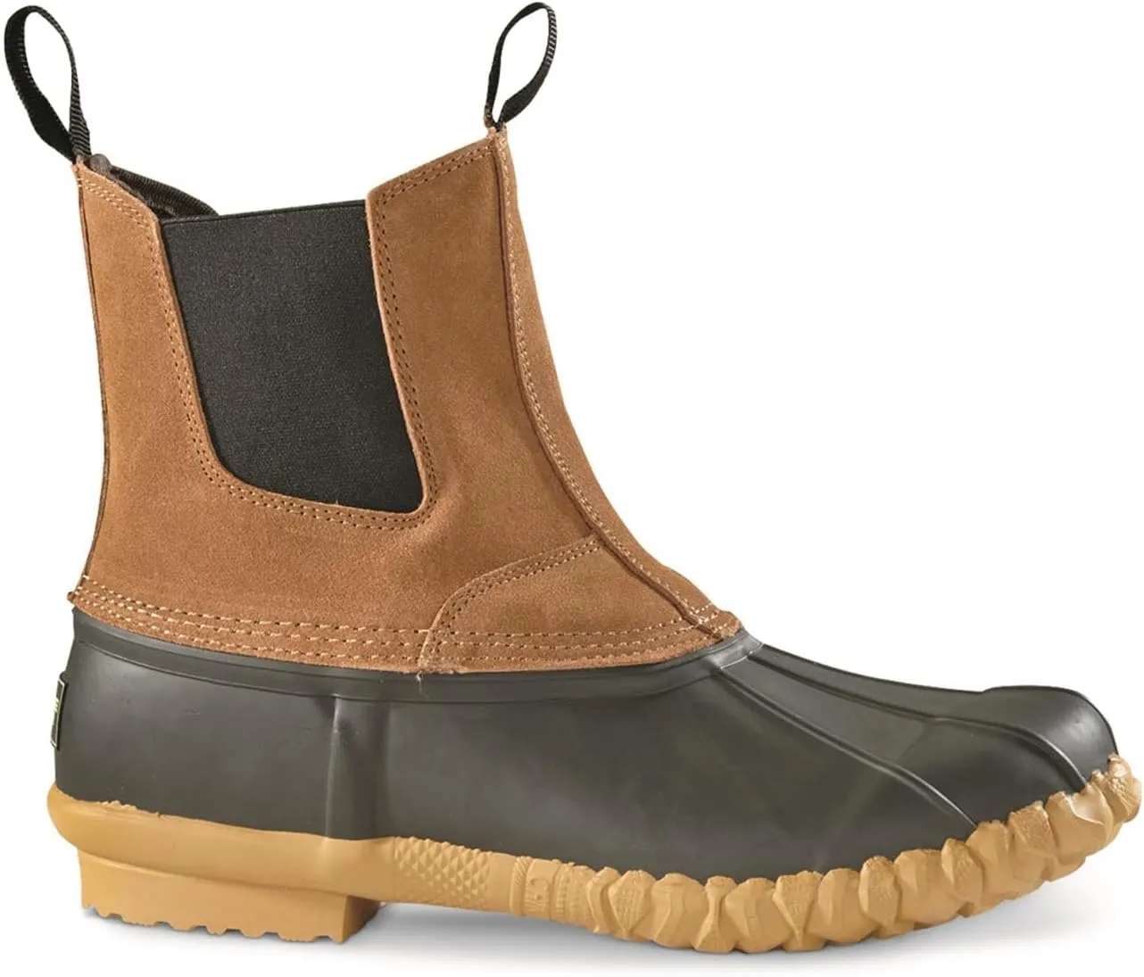 Guide Gear Men’s Pull On Insulated Leather Duck Boots Waterproof Rain Shoes, 400 Gram