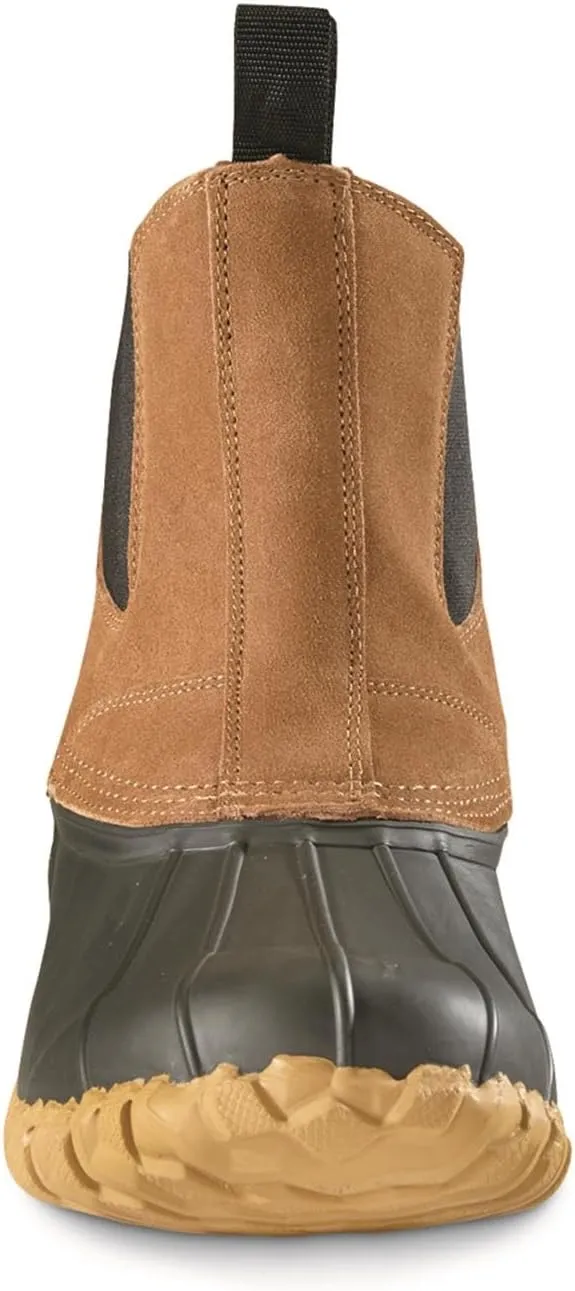 Guide Gear Men’s Pull On Insulated Leather Duck Boots Waterproof Rain Shoes, 400 Gram