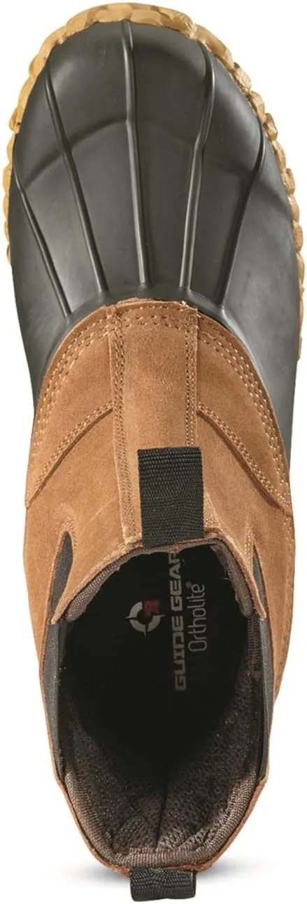 Guide Gear Men’s Pull On Insulated Leather Duck Boots Waterproof Rain Shoes, 400 Gram