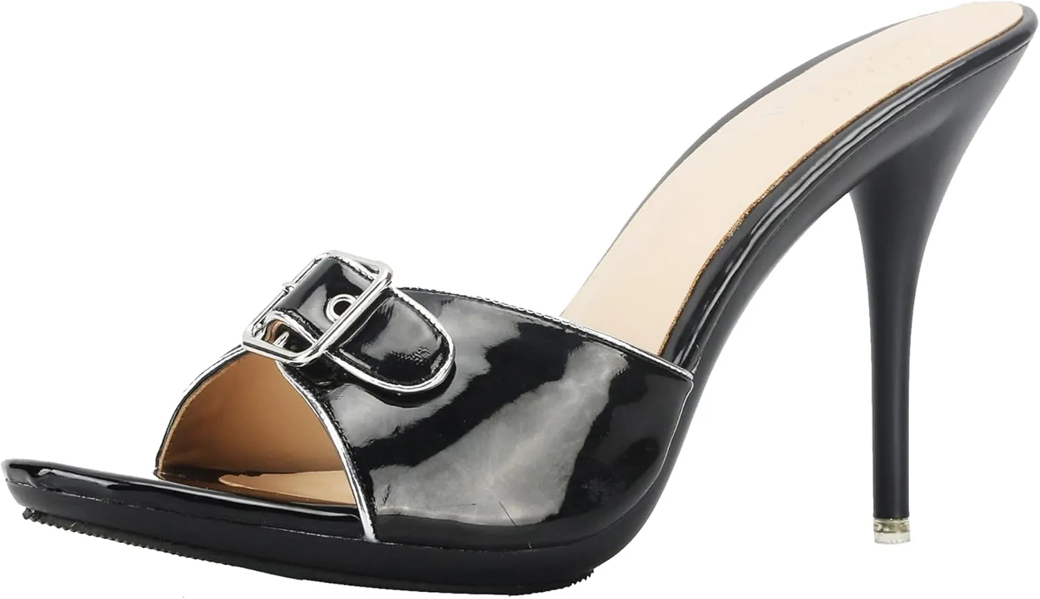 Hanfike Slip on High Heel Sandals for Women Buckle Backless Slide Dressy Mules