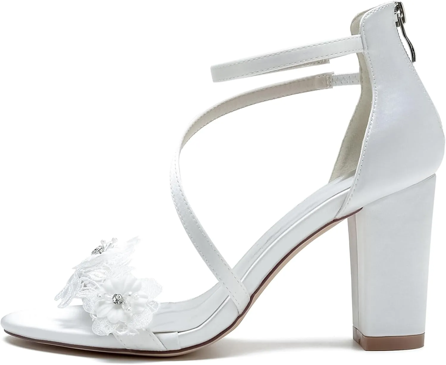 Hanfike Womens Sandals Heels Open Toe Ankle Strap Bridal Bridesmaids Wedding Shoes JY161