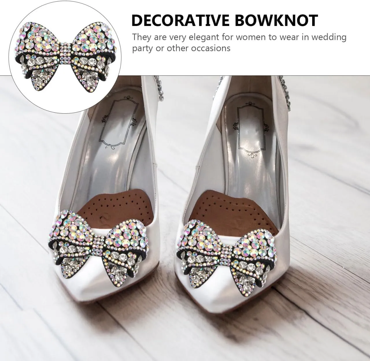 Happyyami DIY Shoes Decoration 1 Pair Bow Shoe Clips Rhinestone Crystal Shoe Clips Bridal Shoe Buckles DIY Shoe Decoration for Wedding Party Decoration Shoe Ornament