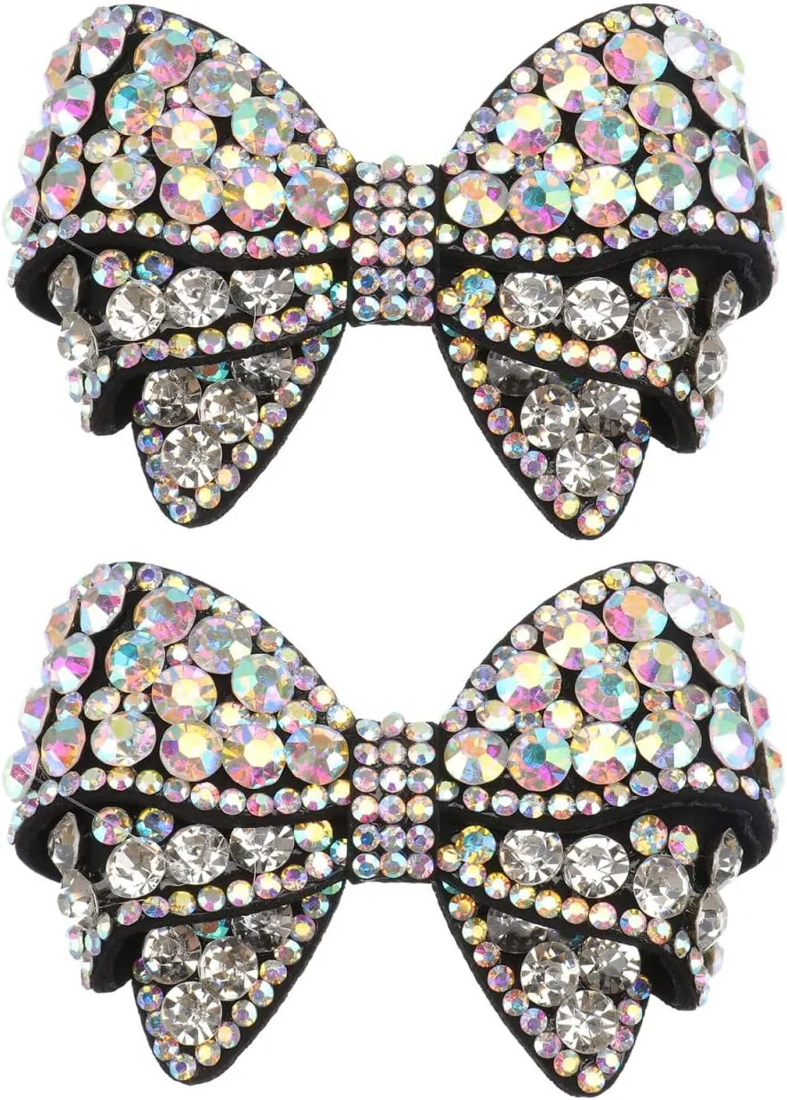 Happyyami DIY Shoes Decoration 1 Pair Bow Shoe Clips Rhinestone Crystal Shoe Clips Bridal Shoe Buckles DIY Shoe Decoration for Wedding Party Decoration Shoe Ornament