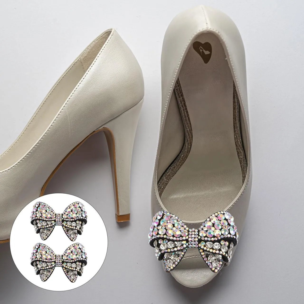 Happyyami DIY Shoes Decoration 1 Pair Bow Shoe Clips Rhinestone Crystal Shoe Clips Bridal Shoe Buckles DIY Shoe Decoration for Wedding Party Decoration Shoe Ornament