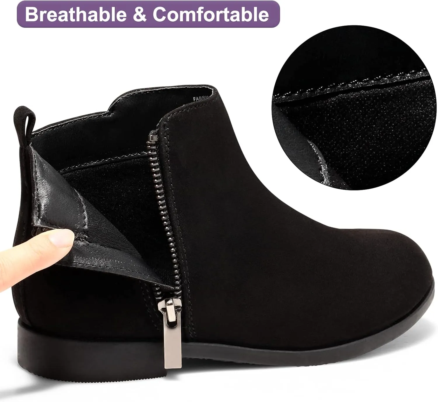 Harvest Land Girl Boots Kids Ankle Boots Warm Side Zipper Boots Low heel Short Booties Winter Snow Boots Anti-Slip Outdoor Shoes for Little Kids/Big Kids