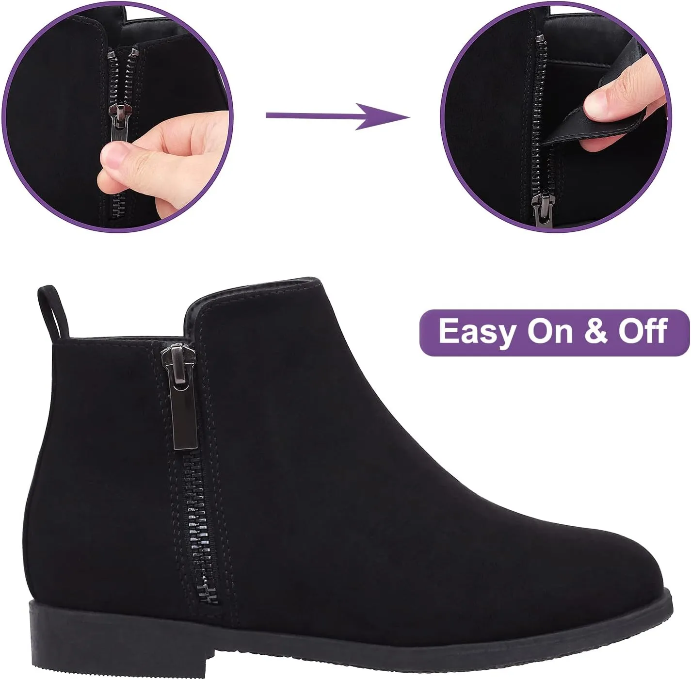 Harvest Land Girl Boots Kids Ankle Boots Warm Side Zipper Boots Low heel Short Booties Winter Snow Boots Anti-Slip Outdoor Shoes for Little Kids/Big Kids