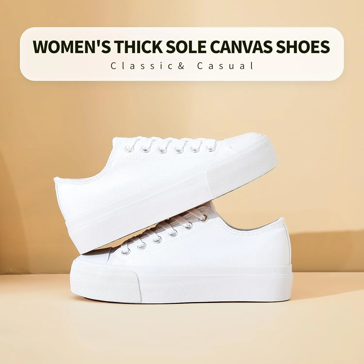 hash bubbie Platform Sneakers for Women White Platform Shoes Low Top Tennis Shoes Non Slip Black Fashion Canvas Sneakers