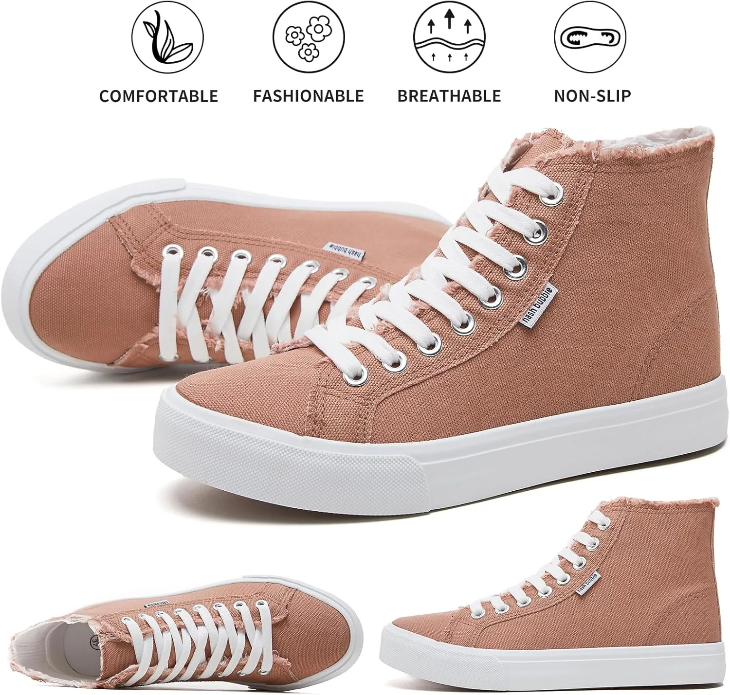 hash bubbie Unisex Canvas High top Sneakers Women's Classic Fashion High Tops Canvas Shoes Casual Tennis Shoes for Men