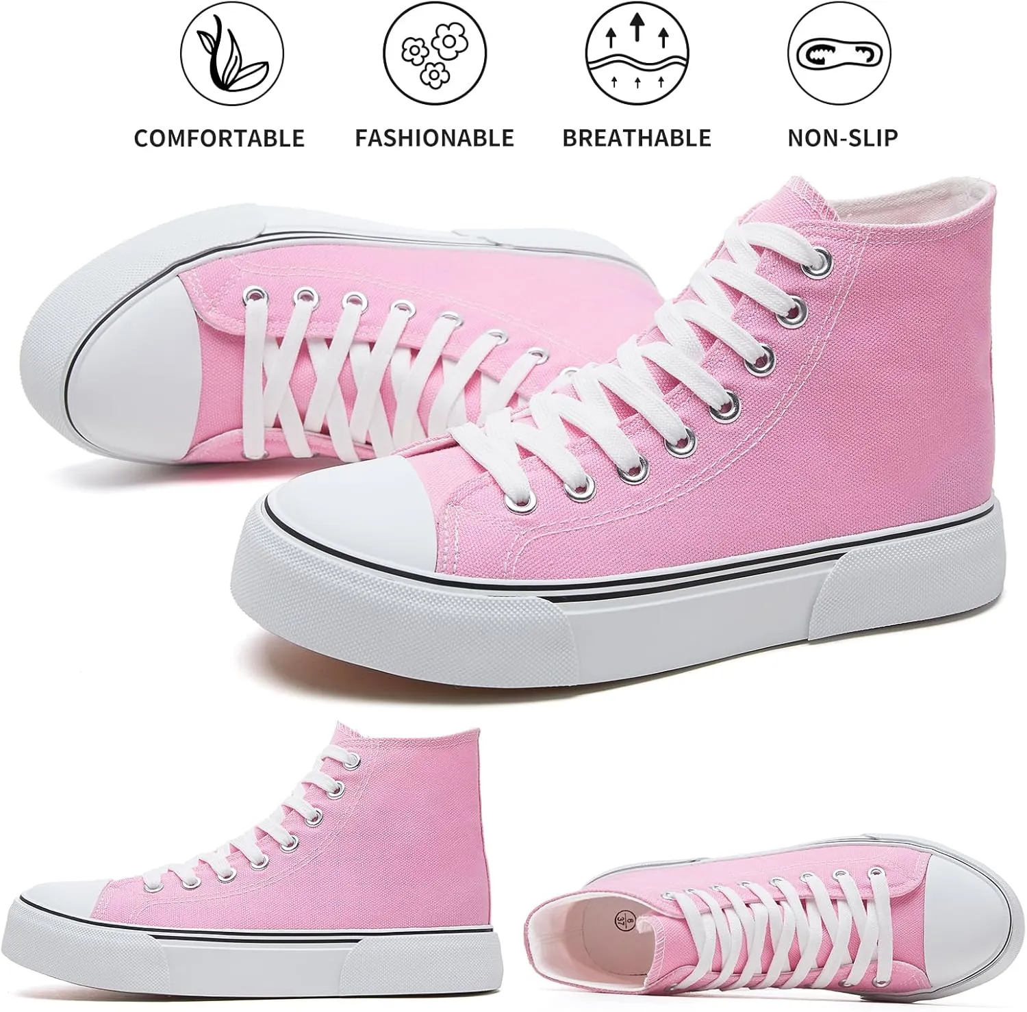 hash bubbie Unisex Fashion High top Sneakers Womens Classic High Tops Canvas Shoes Casual Tennis Shoes for Men