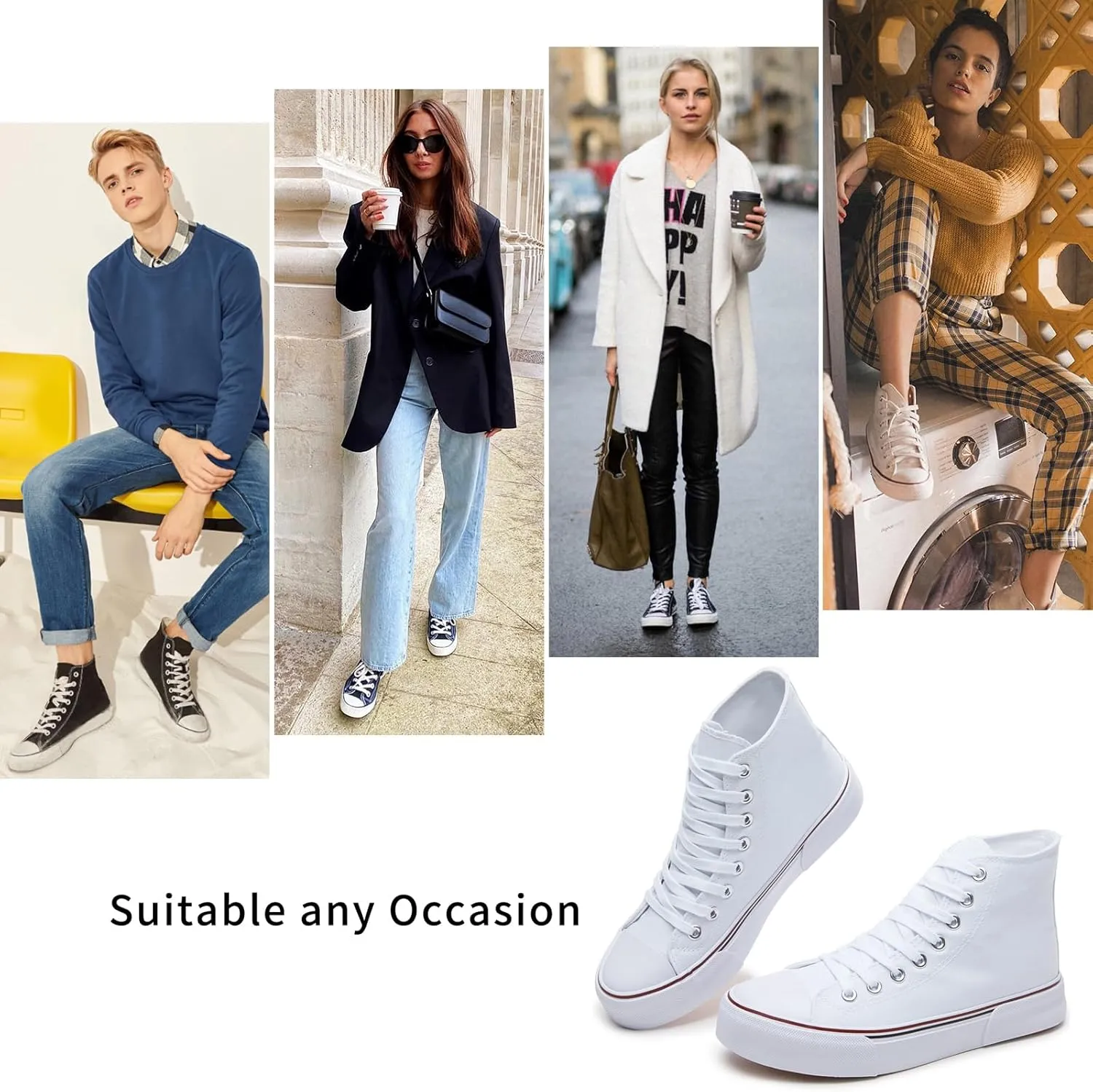 hash bubbie Unisex Fashion High top Sneakers Womens Classic High Tops Canvas Shoes Casual Tennis Shoes for Men
