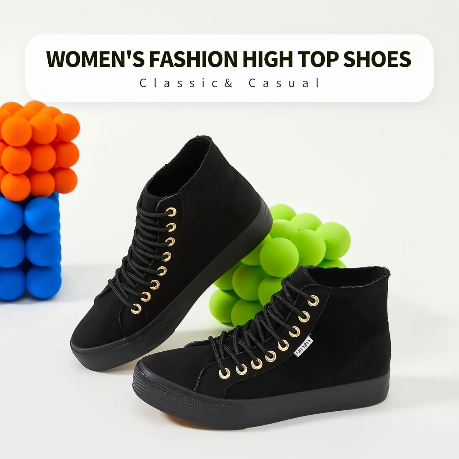 hash bubbie Women's High Top Sneakers Lace up Fashion Sneakers Suede High Tops Shoes Tennis Shoes
