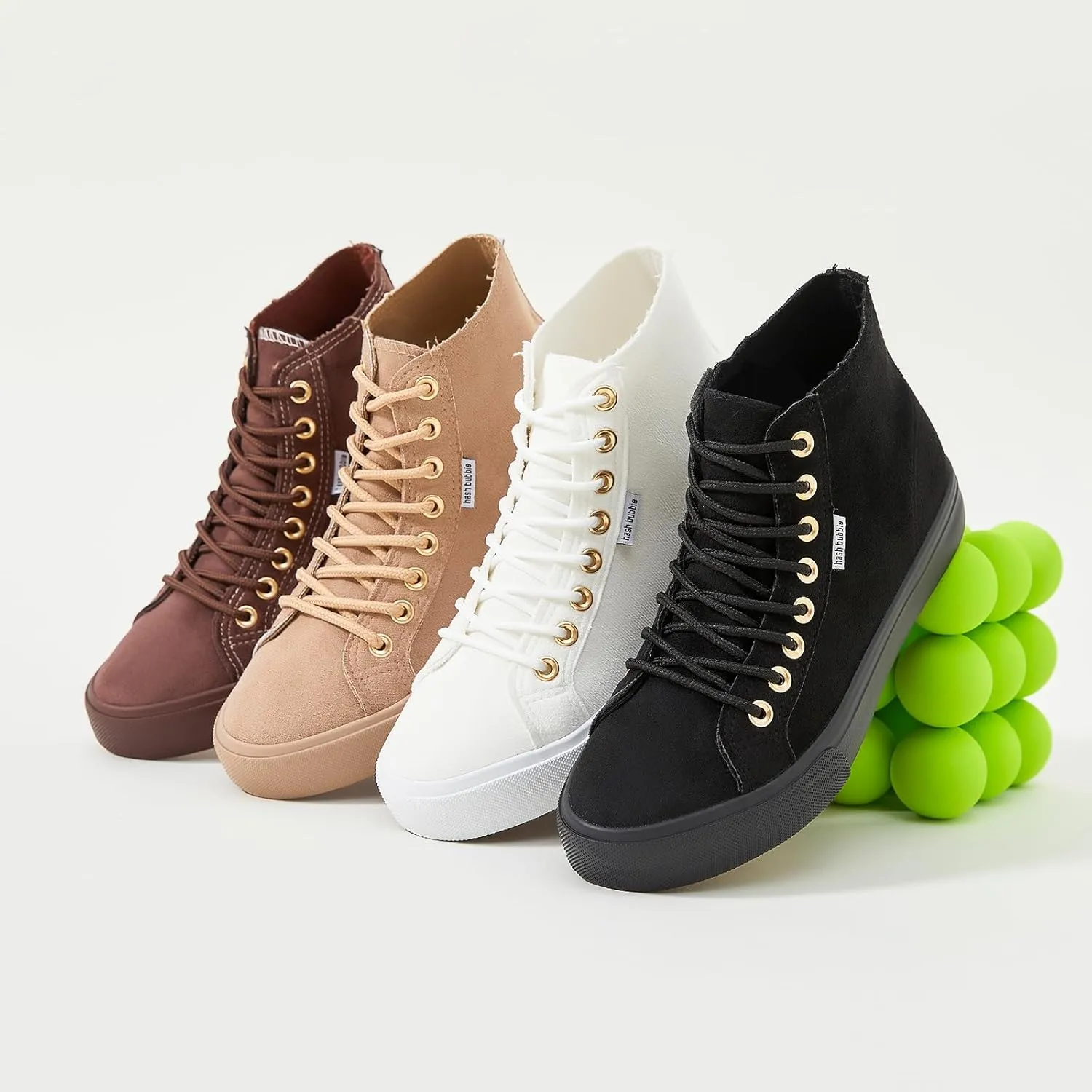 hash bubbie Women's High Top Sneakers Lace up Fashion Sneakers Suede High Tops Shoes Tennis Shoes