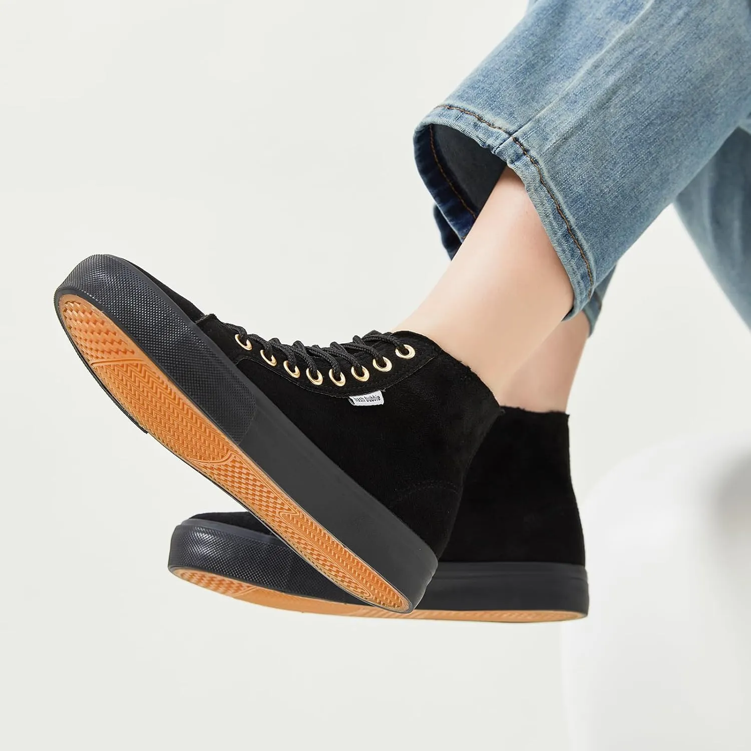 hash bubbie Women's High Top Sneakers Lace up Fashion Sneakers Suede High Tops Shoes Tennis Shoes
