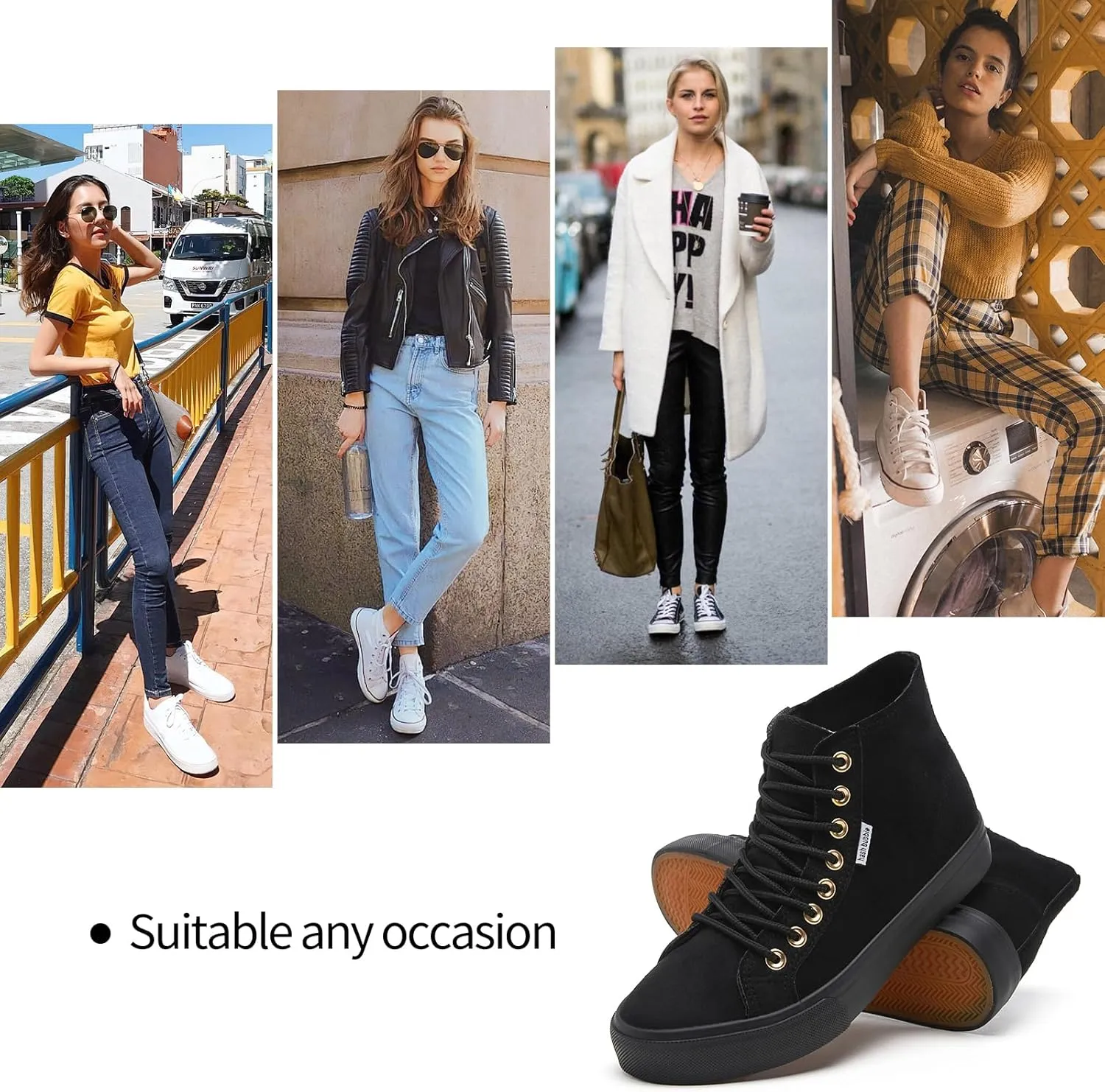 hash bubbie Women's High Top Sneakers Lace up Fashion Sneakers Suede High Tops Shoes Tennis Shoes