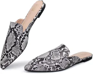 Hawkwell Women's Backless Slip on Slides Comfortable Loafer Shoes Flats Pointed Toe Mules