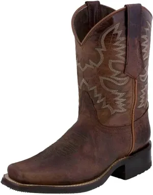 Hbeylia Women's Western Cowboy Cowgirls Boots With Side Zipper Vintage Embroidery Round Toe Chunky Low Heels Wide Mid Calf Boots For Women Riding