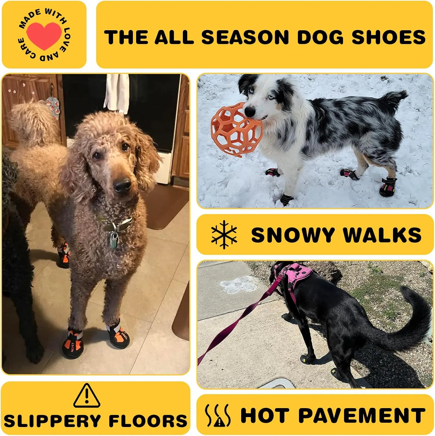Hcpet Dog Shoes, Dog Boots for Small Dogs, Breathable Medium Dog Booties Paw Protector for Summer Hot Pavement, Winter Snowy Day, Outdoor Walking, Indoor Hardfloors Anti Slip Sole Pink Size 3