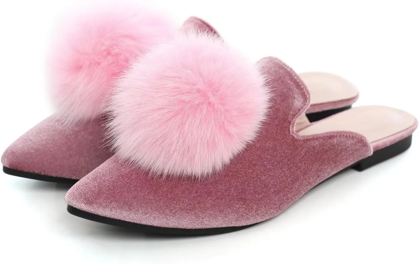 Hee grand Women's Mules Bowknot Suede Comfortable Slip On Flats Closed Pointed Toe Backless Loafers Mules for Women
