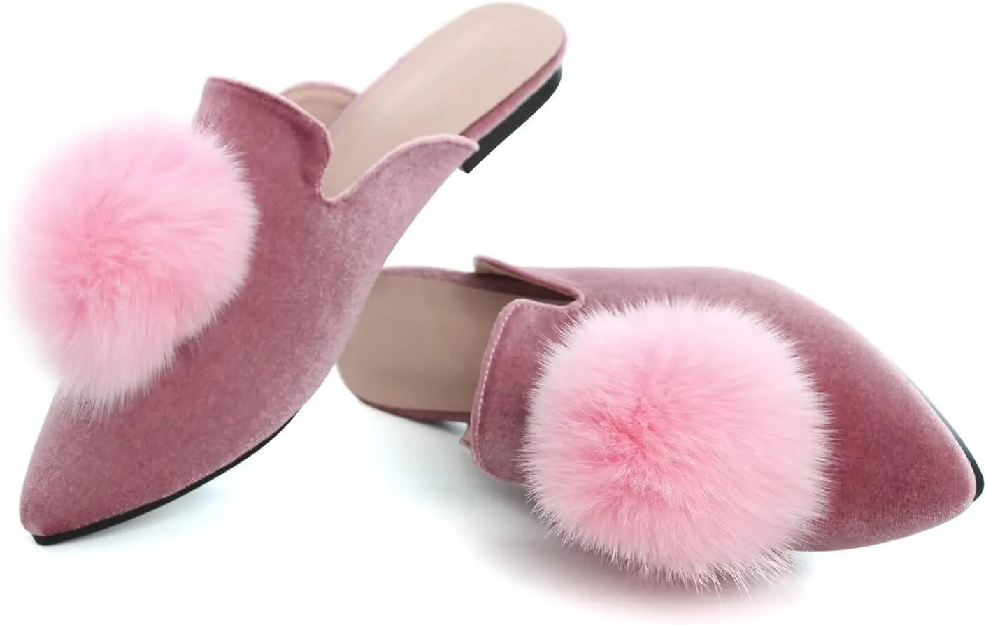 Hee grand Women's Mules Bowknot Suede Comfortable Slip On Flats Closed Pointed Toe Backless Loafers Mules for Women